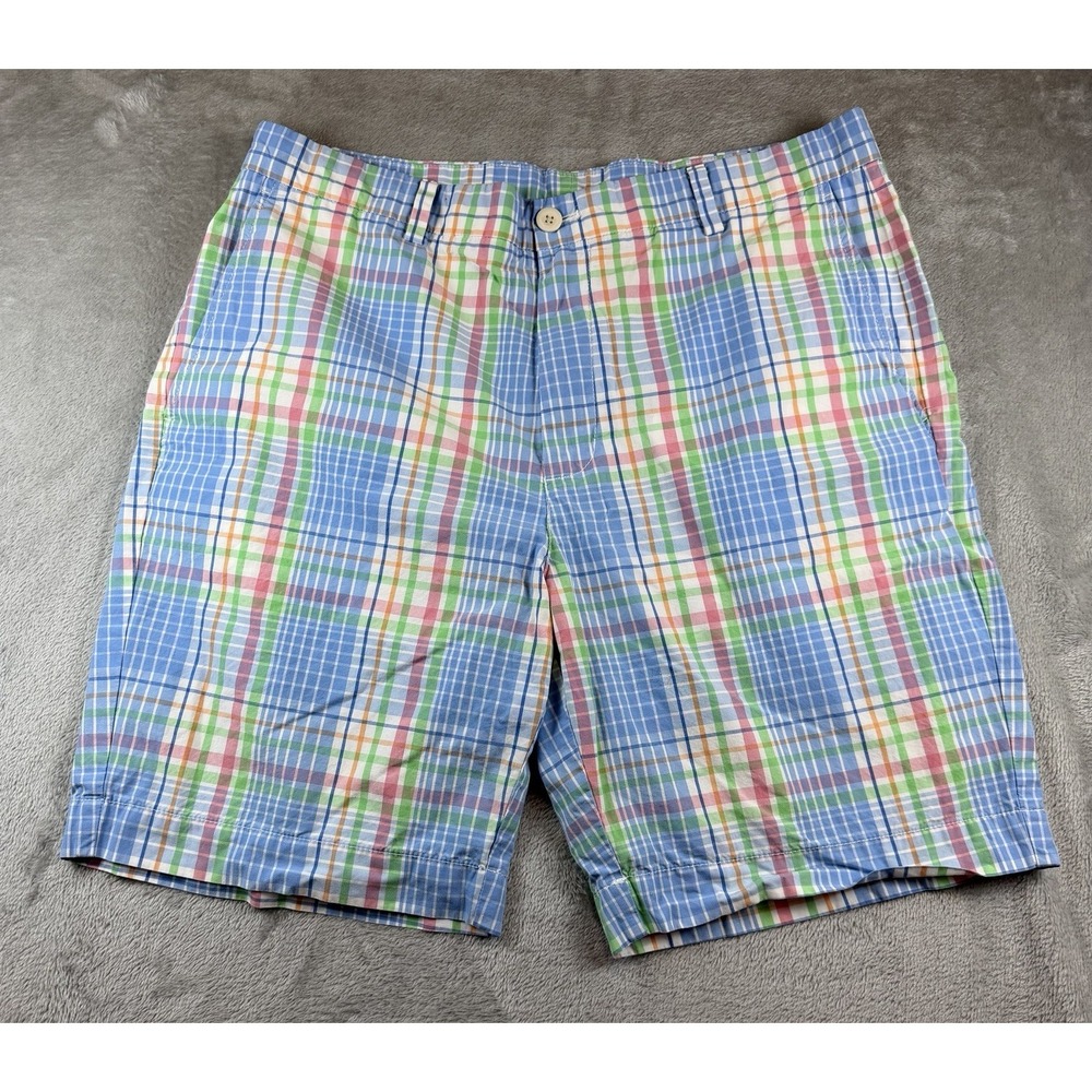 Vineyard Vines Breaker Shorts Mens 36 Plaid Flat Chino‎ 9" Inseam Pockets